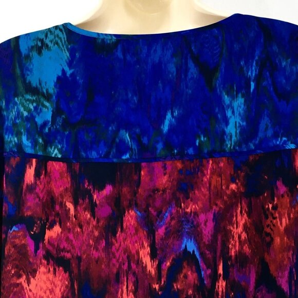 BCBGMaxazria Kena Shift Dress Sz M Flowy Chiffon Ruffle Hem Plum Berry Keyhole - Picture 10 of 15